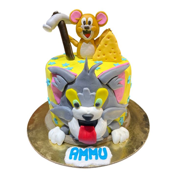 (736) Tom And Jerry Theme Fondant Cake